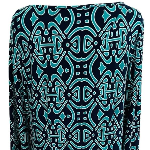 LAUNDRY By Design Shelli Segal Dress Turquoise Blue Green Geo print  Sz 10 - Picture 4 of 7